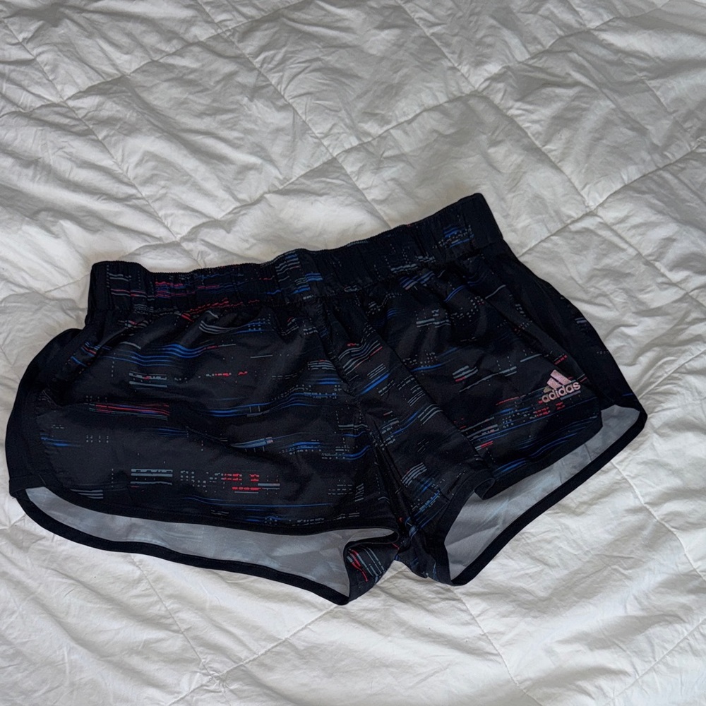 Adidas Women's Black Shorts with Colorful Patterns